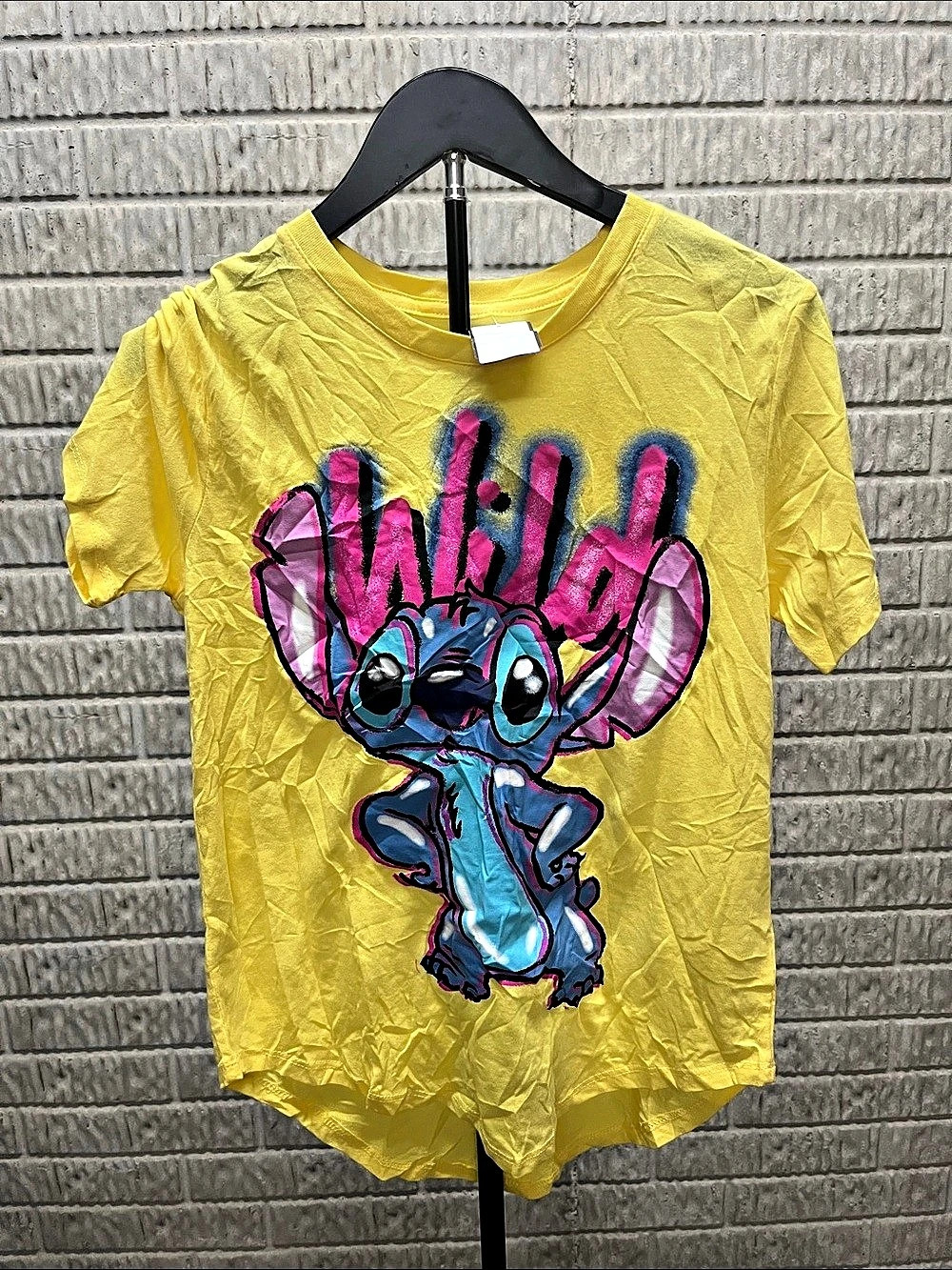 Disney Stitch Graphic Tee Yellow Girls Medium Like New